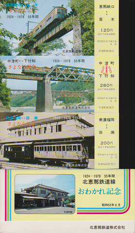鉄道切符：1924-1978　北恵那鉄道線おわかれ記念